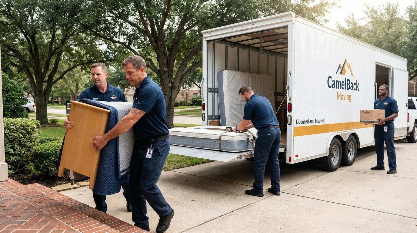Crew loading residential truck for cross-state move from Harrison, TN